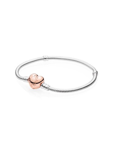 Bracelet SILVER MOMENTS WITH ROSE HEART CLOSURE