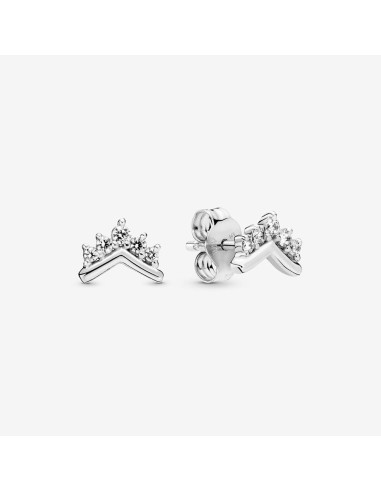 SILVER CLASSIC WISH BUTTON EARRINGS WITH TIARA