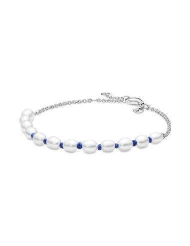 PULSERA EN PLATA DE PRIMERA LEY CORDN AZUL PERLAS