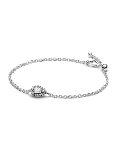 PULSERA EN PLATA DE LEY HALO BRILLANTE CORTE PERA