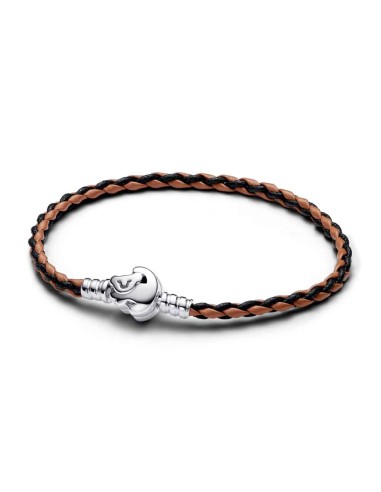 PULSERA EN PLATA DE LEY PANDORA MOMENTS EN CUERO T