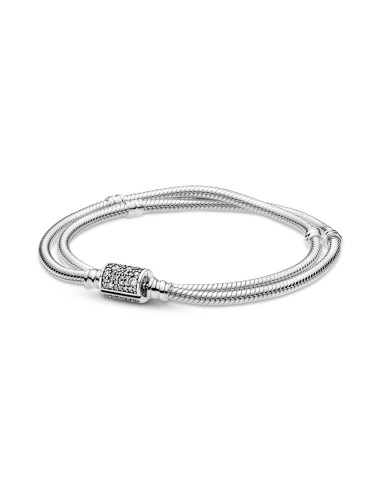 PULSERA PLATA MOMENTS DOBLE CIERRE BARRIL CIRCON