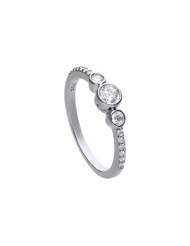 ANILLO PLATA CIRCONITAS TRES CHATONES Y PAVE