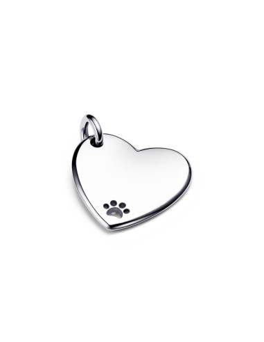 PLATE FOR PET COLLAR IN STERLING SILVER HEART