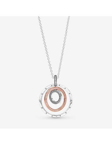 SILVER PENDANT CIRCLES NECKLACE IN TWO TONE