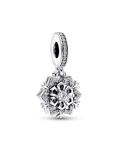 CHARM COLGANTE DOBLE EN PLATA DE LEY COPO DE NIEVE