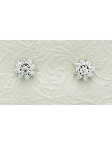 PENDIENTES ORO BLANCO ROSETA BRILLANTES PEQUEA