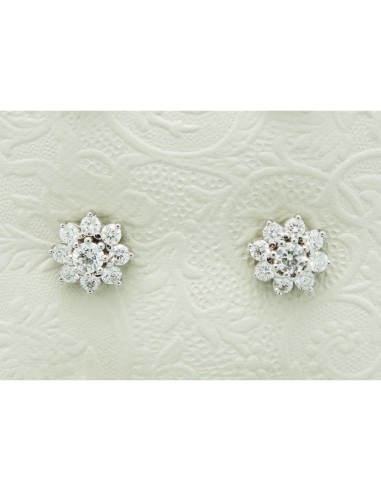 PENDIENTES ORO BLANCO ROSETA BRILLANTES MEDIANA