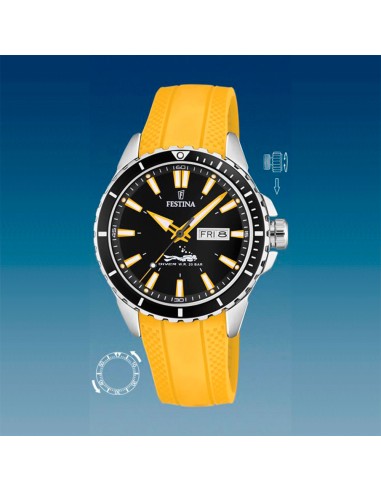 RELOJ FESTINA CAB ACERO  CORREA CAUCHO AMARILLO