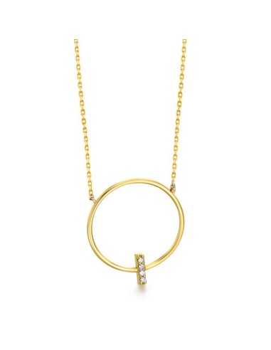 COLLAR ORO AMARILLO CIRCULO C BARRITA 4 BRILLANTES