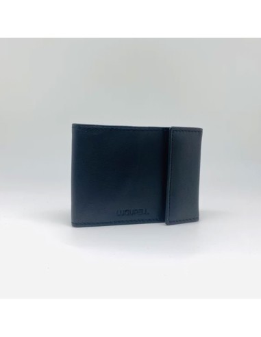 DAKOTA BLUE LEATHER WALLET WITH DOUBLE SNAP CLOSURE