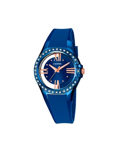 RELOJ CALYPSO SRA POLICARBONATO AZUL CON PIEDRAS