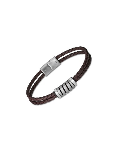 PULSERA LOTUS STYLE CAB 2 HILOS TRENZADO MARRON