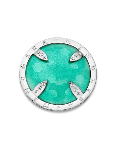 MONEDA BELIZE TURQUOISE DISCO DE ACERO CSWAROVSKI