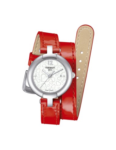 RELOJ TISSOT PINKY ACERO CORREA PIEL DOBLE ROJO