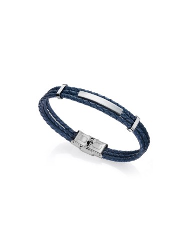 Bracelet VICEROY ACE PIEL AZUL TRENZADO PLACA SR FN