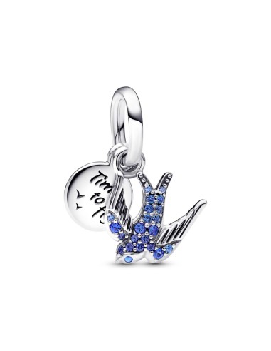 CHARM COLGANTE DOBLE EN PLATA DE LEY GOLONDRINA BR