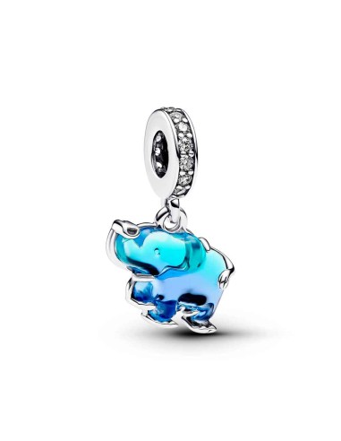 CHARM COLGANTE DE CRISTAL DE MURANO AZUL EN PLATA