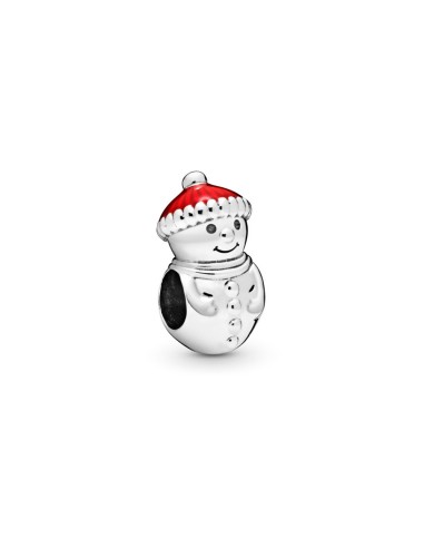 SILVER SNOWMAN CHARM WITH SANTA HAT