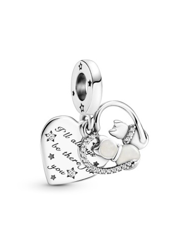 SILVER CHARM PENDANT CATS AND HEARTS