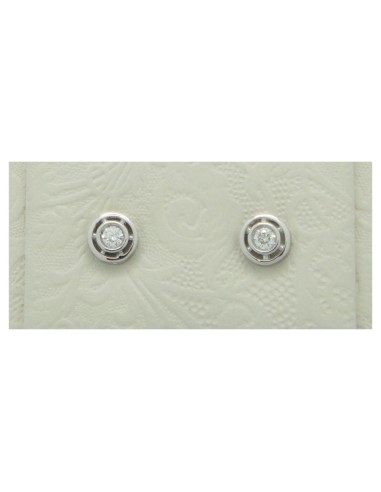 PENDIENTES ORO BLANCO CHATON REDONDO BRILLANTE