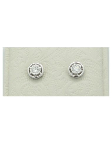 PENDIENTES ORO BLANCO CHATON REDONDO BRILLANTE