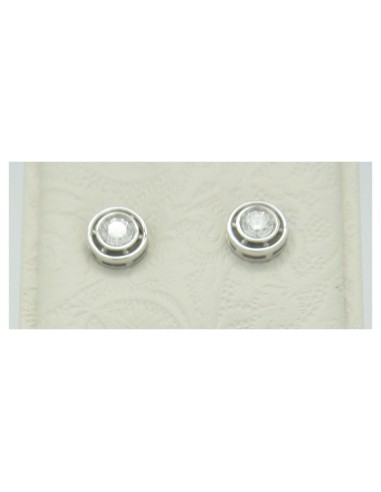 PENDIENTES ORO BLANCO CHATON REDONDO BRILLANTE