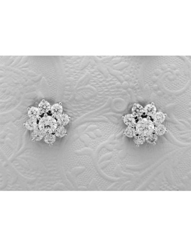 PENDIENTES ORO BLANCO ROSETA BRILLANTES GRANDE