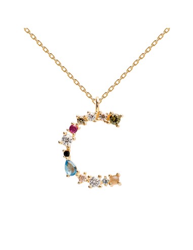 IP GOLD SILVER NECKLACE LETTER C STONES I AM