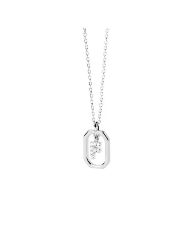 PDPAOLA LETTER F NECKLACE IN SILVER WITH ZIRCONIA