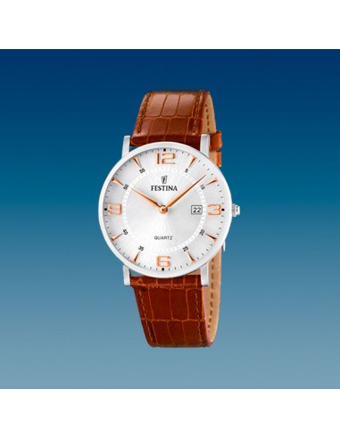 RELOJ FESTINA ACERO CORREA PIEL MARRON ESF PLATA