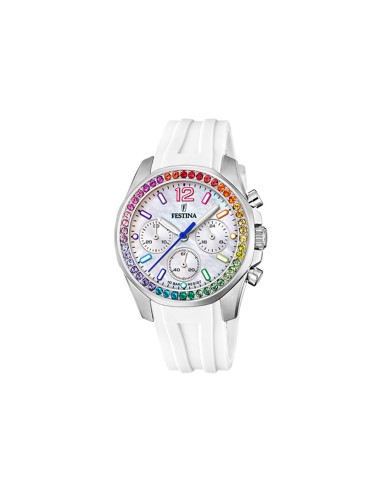 RELOJ FESTINA RAINBOW ACERO CORREA CAUCHO BLANCO