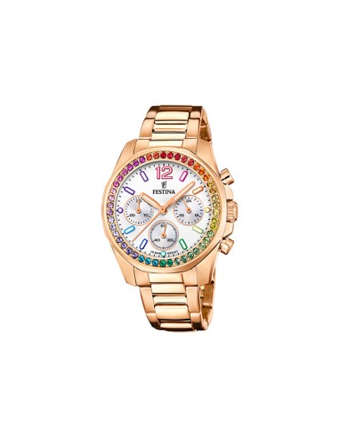 RELOJ FESTINA ROSA CON CIRCONITAS CRONO ACERO ESF