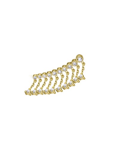 EARCUFF ORO AMARILLO DIAMANTES CADENITAS