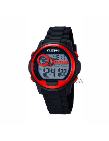 RELOJ CALYPSO KDT DIGITAL CAUCHO NEGRO Y ROJO