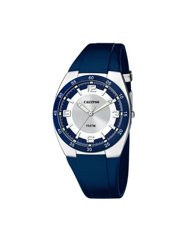 RELOJ CALYPSO CAUCHO AZUL ESFERA BLANCA