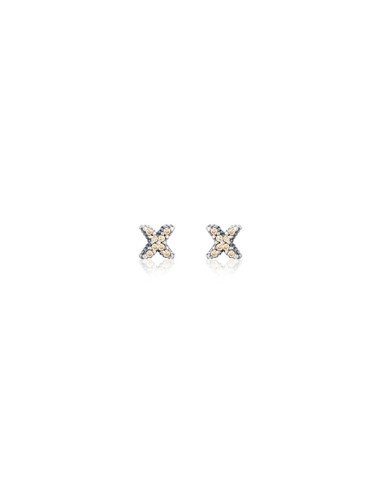 LITCHI CROSS EARRINGS IN SILVER AND ZIRCONIA