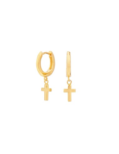 GOLD PLATED SILVER EARRINGS WITH CROSS MOTIF