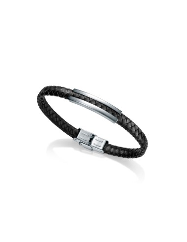 Bracelet PIEL TRENZADA NEGRA AND Steel SR FSN