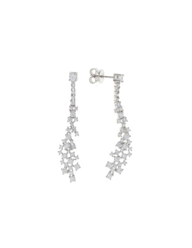 SILVER RHODIUM CASCADE EARRINGS WITH WHITE ZIRCONS