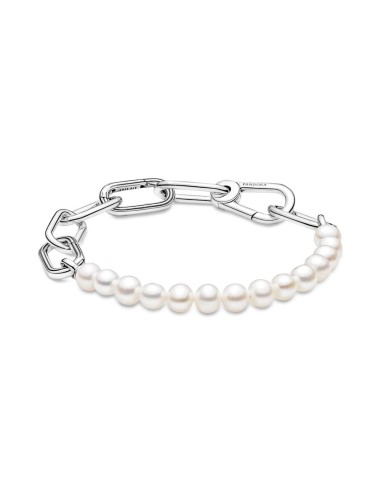 Bracelet PLATE CHAIN AND PEARLS SWEET WATER