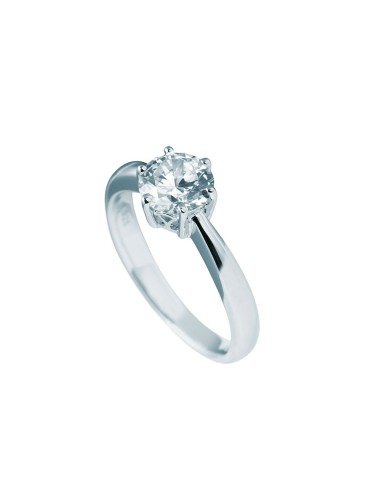 SILVER SOLITAIRE RING 7MM SET IN CLAW