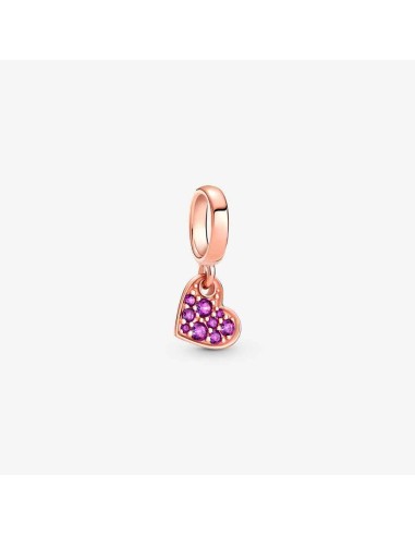 INCLINED HEART PENDANT BEAD IN PURPLE PAVE