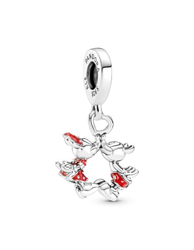 SILVER BEAD MICKEY AND MINNIE KISS PENDANT
