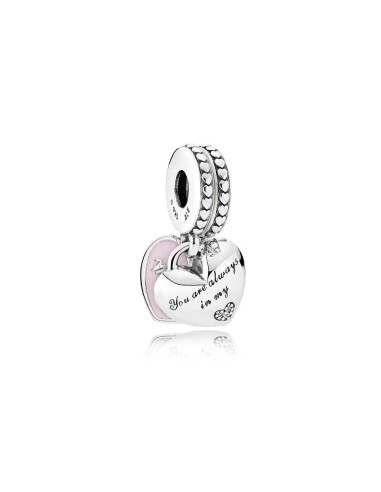 MOTHER AND DAUGHTER HEARTS PENDANT SILVER BEAD