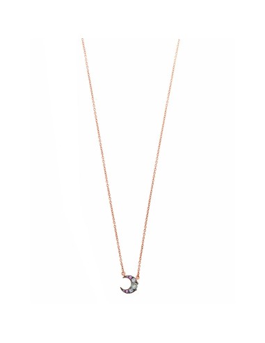 SILVER PINK MOON NECKLACE WITH MULTICOLORED ZIRCONS