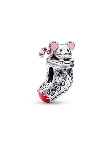 STERLING SILVER CHARM FESTIVE MOUSE SOCK