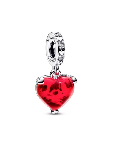 RED MURANO GLASS PENDANT CHARM IN SILVER