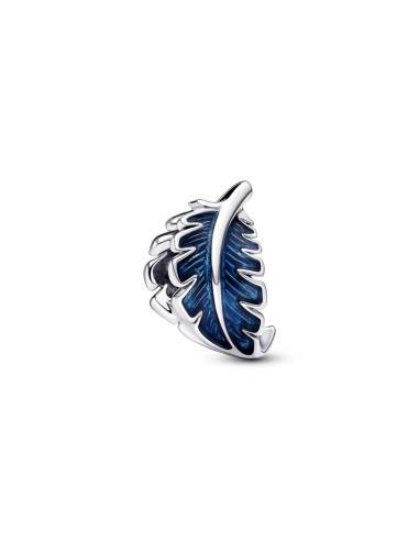 STERLING SILVER CHARM BLUE CURVED FEATHER