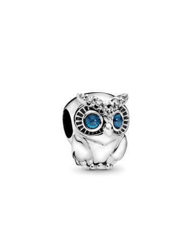 GLITTERY OWL SILVER BEAD